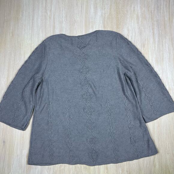 Soft Surroundings Gray Round Neck Cable Knit Warm Cozy Pullover Sweater Plus 1X - Picture 6 of 13